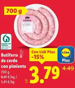 Lidl Butifarra de cerdo con pimienta oferta