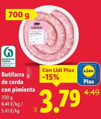 Lidl Butifarra de cerdo con pimienta oferta