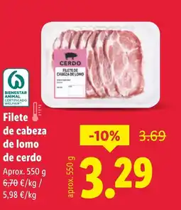 Lidl Filete de cabeza de lomo de cerdo oferta