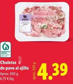 Lidl Chuletas de pavo al ajillo oferta