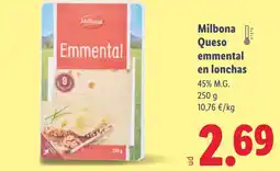 Lidl MILBONA Queso emmental en lonchas oferta