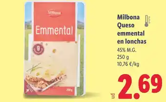 Lidl MILBONA Queso emmental en lonchas oferta