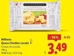 Lidl MILBONA Queso Cheddar curado oferta