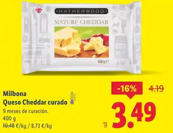 Lidl MILBONA Queso Cheddar curado oferta