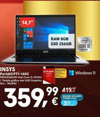 Worten Insys Portátil Pt1-140c oferta