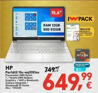 Worten Hp Portátil 15s-eq1051ns oferta