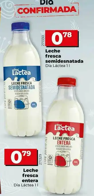Dia Supermercados Leche Fresca Semidesnatada Leche Fresca Entera Dia Láctea oferta