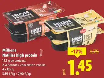 Lidl MILBONA Natillas high protein oferta
