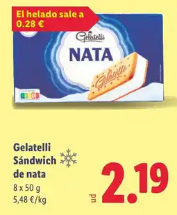 Lidl GELATELLI Sándwich de nata oferta