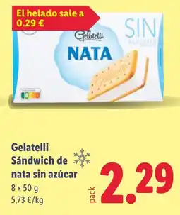 Lidl GELATELLI Sándwich de nata sin azúcar oferta