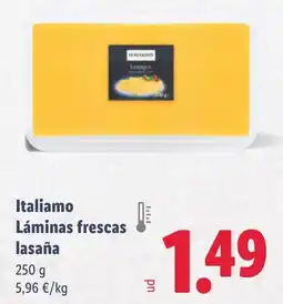 Lidl ITALIAMO Láminas frescas lasaña oferta