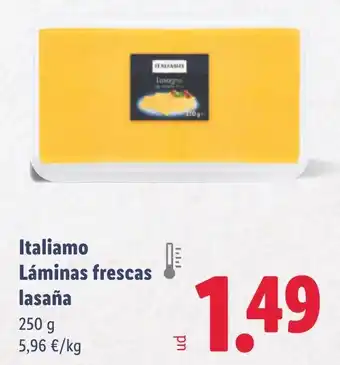 Lidl ITALIAMO Láminas frescas lasaña oferta