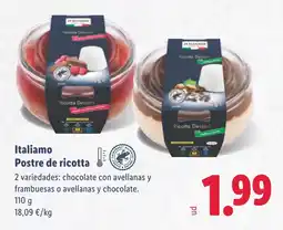 Lidl ITALIAMO Postre de ricotta oferta