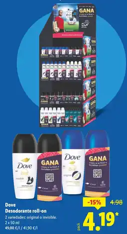 Lidl DOVE Desodorante roll-on oferta