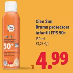 Lidl CIEN SUN Bruma protectora infantil FPS 50+ oferta