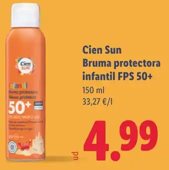 Lidl CIEN SUN Bruma protectora infantil FPS 50+ oferta