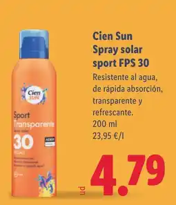 Lidl CIEN SUN Spray solar sport FPS 30 oferta