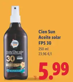 Lidl CIEN SUN Aceite solar FPS 30 oferta