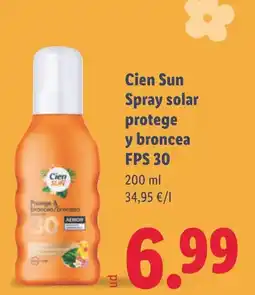 Lidl CIEN SUN Spray solar protege y broncea FPS 30 oferta
