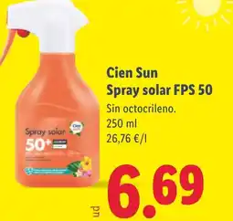 Lidl CIEN SUN Spray solar FPS 50 oferta