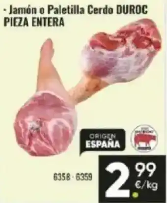 Family Cash Jamón o paletilla cerdo duroc pieza entera oferta
