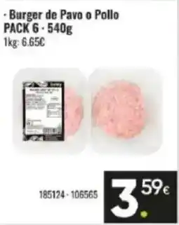 Family Cash Burger de Pavo o Pollo PACK 6 oferta