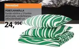 IKEA Portlalmalla - funda nórdica y 2 fundas almohada, verde/blanco, 240x220/50x60 cm oferta