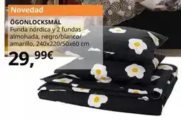 IKEA Ogonlocksmal - funda nórdica y 2 fundas almohada, negro/blanco/ amarillo, 240x220/50x60 cm oferta