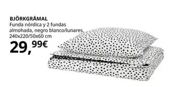IKEA Bjorkgramal - funda nórdica y 2 fundas almohada, negro blanco/lunares, 240x220/50x60 cm oferta