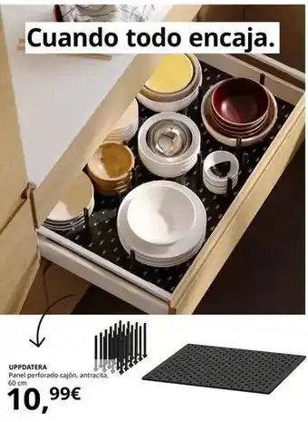IKEA Uppdatera - panel perforado cajon, antracita, 60 cm oferta