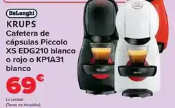 Carrefour Delonghi - cafetera de cápsulas piccolo xs edg210 blanco o rojo o kp1831 blanco oferta