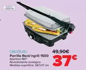 Carrefour Cecotec - parrilla rock’ngrill 1500 oferta