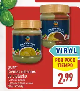 ALDI CUCINA Cremas untables de pistacho oferta