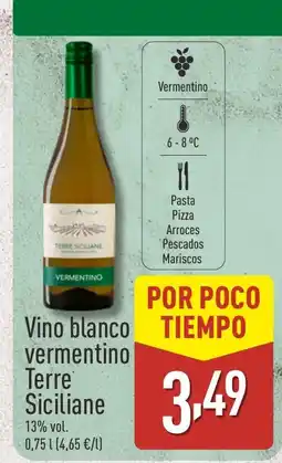 ALDI Vino blanco vermentino Terre Siciliane oferta