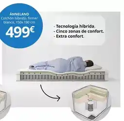 IKEA Ånneland - colchón híbrido, firme/blanco, 150x190 cm oferta