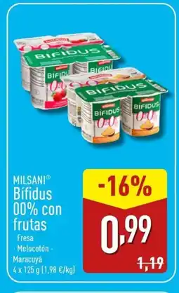 ALDI MILSANI Bífidus 00% con frutas oferta