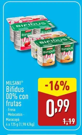 ALDI MILSANI Bífidus 00% con frutas oferta