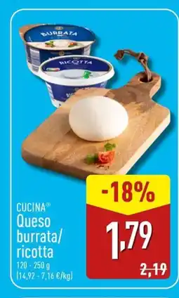 ALDI CUCINA Qurso burrata ricotta oferta
