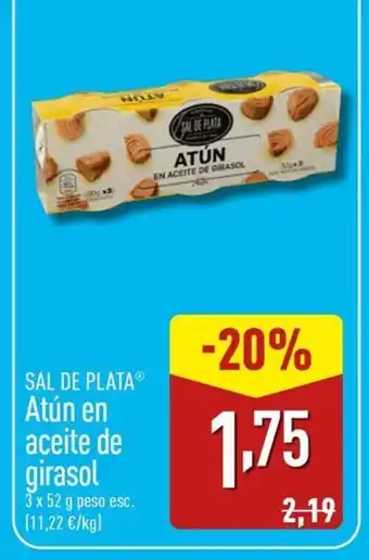 ALDI SAL DE PLATA Atún en aceite de girasol oferta