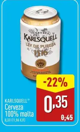 ALDI KARLSQUELL Cerveza 100% malta oferta