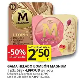 Supermercados MAS MAGNUM Gama helado bombón oferta