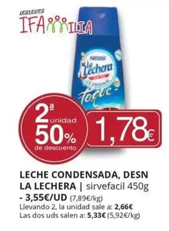 Supermercados MAS LA LECHERA Leche condensada desn oferta