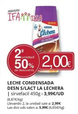 Supermercados MAS LA LECHERA Leche condensada desn s/lact oferta