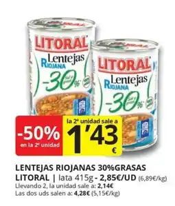 Supermercados MAS LITORAL Lentejas riojanas oferta
