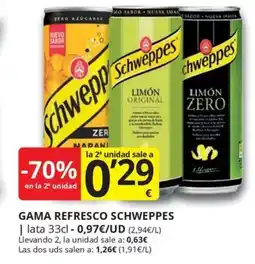 Supermercados MAS SCHWEPPES Gama refresco oferta
