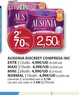 Supermercados MAS AUSONIA Discreet compresa oferta