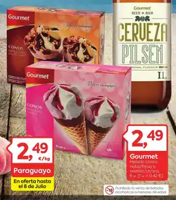 Suma Supermercados GOURMET Helado conos nata/fresa o vainilla/choco oferta