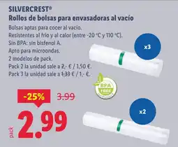 Lidl SILVERCREST Rollos de bolsas para envasadoras al vacío oferta