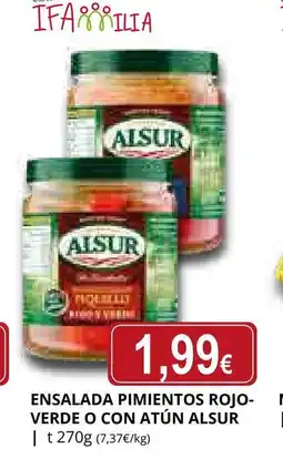 Supermercados MAS ALSUR Ensalada pimientos rojo- verde o con atún oferta