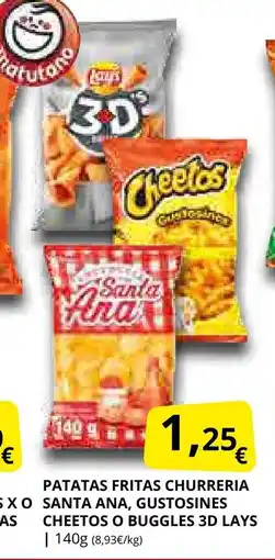 Supermercados MAS Patatas fritas churreria santa ana, gustosines cheetos o buggles 3d lays oferta